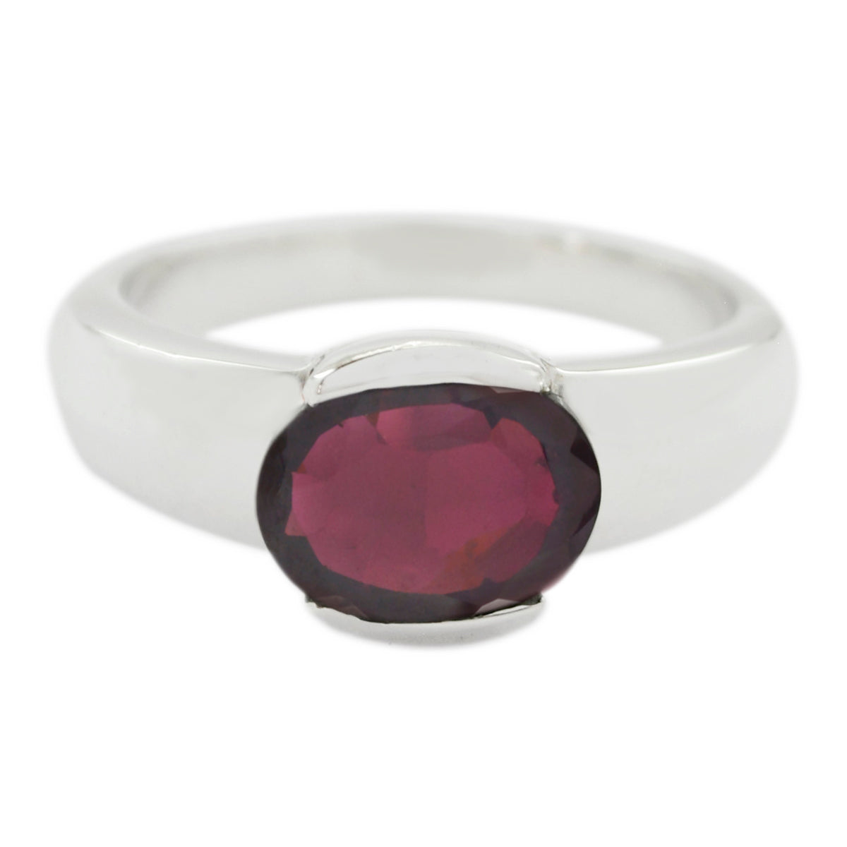 Garnet Solitaire African 925 Sterling Silver Red Gemstone Mid weight Sophisticated Ring Jewellery