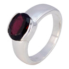 Garnet Solitaire African 925 Sterling Silver Red Gemstone Mid weight Sophisticated Ring Jewellery