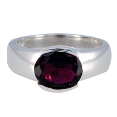 Garnet Solitaire African 925 Sterling Silver Red Gemstone Mid weight Sophisticated Ring Jewellery