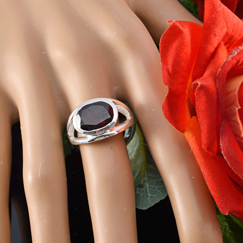 Garnet Solitaire Moroccan Silver Red Gemstones Eye catching valentine Ring Jewellery