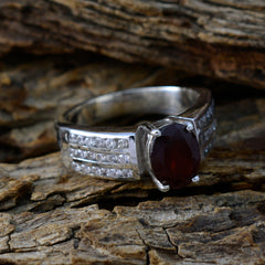 Garnet Solitaire African Silver Red Gemstone Eye catching Engagement Ring Jewelry