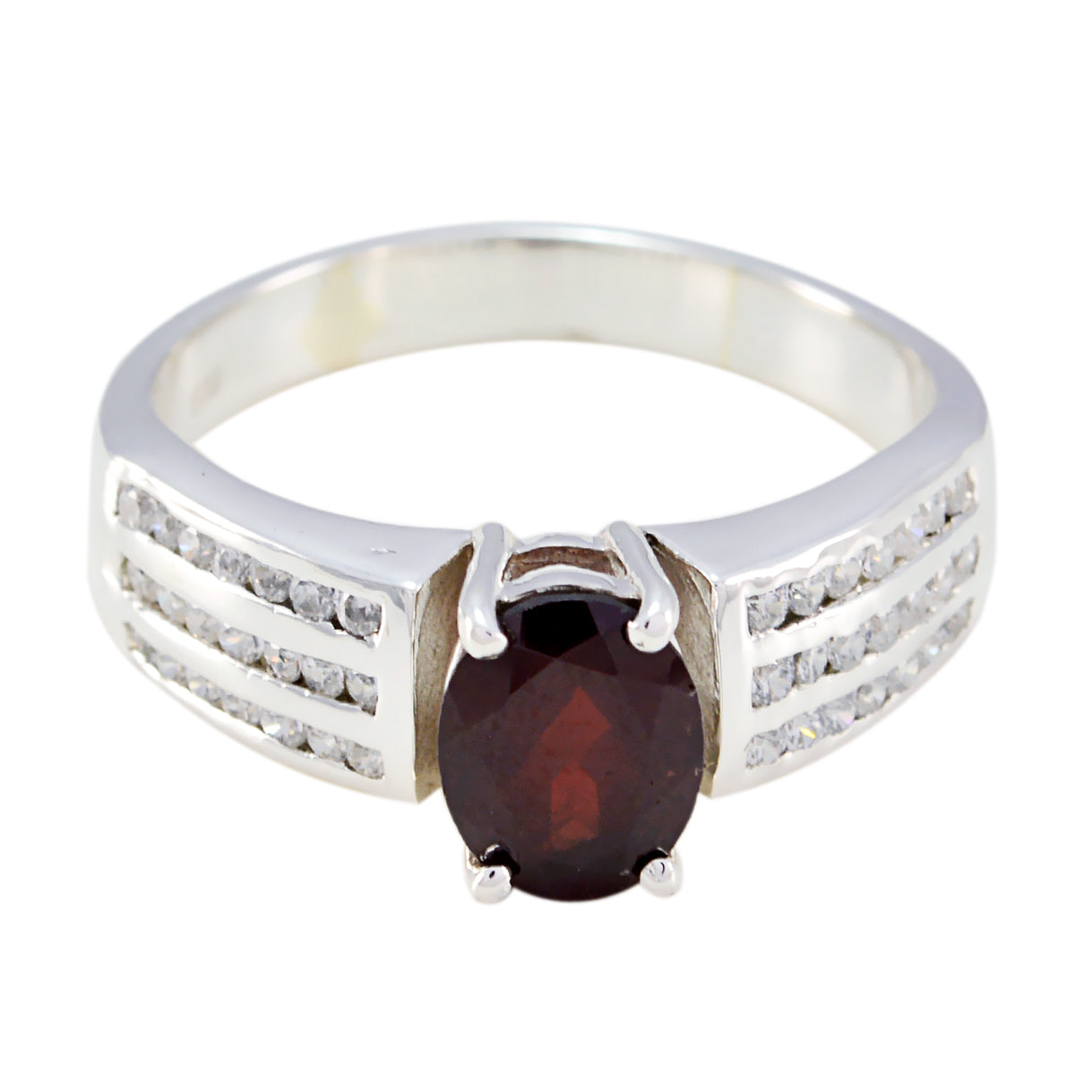 Garnet Solitaire African Silver Red Gemstone Eye catching Engagement Ring Jewelry