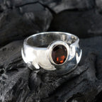 Garnet Solitaire French 925 Sterling Silver Red Gems Essential  Trendy Ring Jewellery