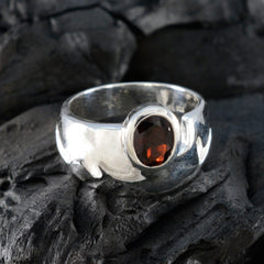 Garnet Solitaire French 925 Sterling Silver Red Gems Essential  Trendy Ring Jewellery