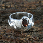 Garnet Solitaire French 925 Sterling Silver Red Gems Essential  Trendy Ring Jewellery