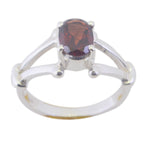 Garnet Solitaire French Silver Red Gemstone Tiny Traditional Ring Jewelry