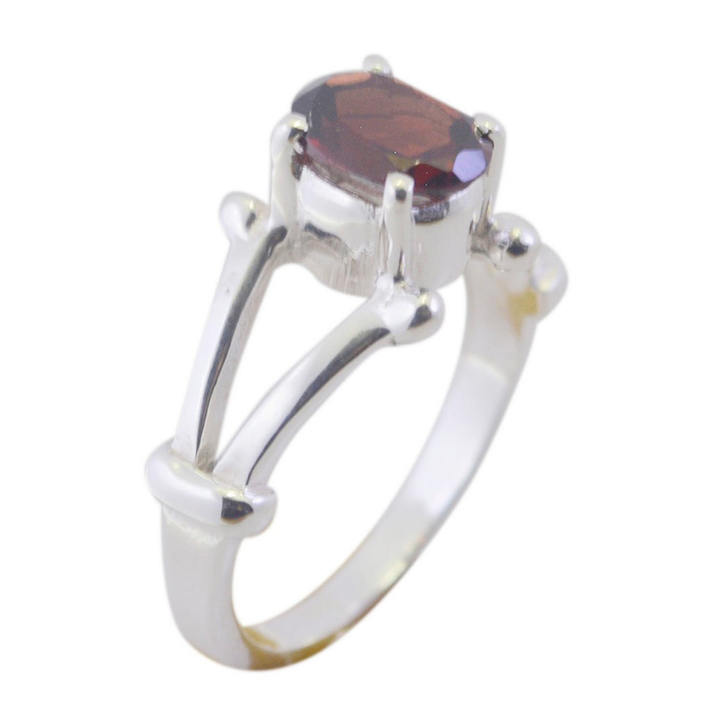 Garnet Solitaire French Silver Red Gemstone Tiny Traditional Ring Jewelry