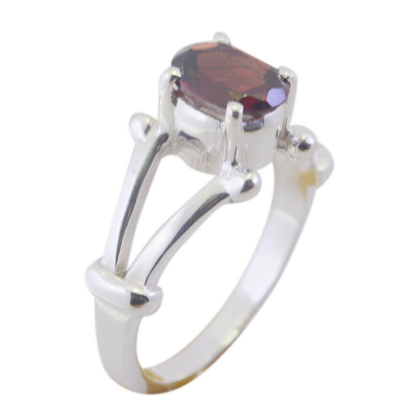 Garnet Solitaire French Silver Red Gemstone Tiny Traditional Ring Jewelry
