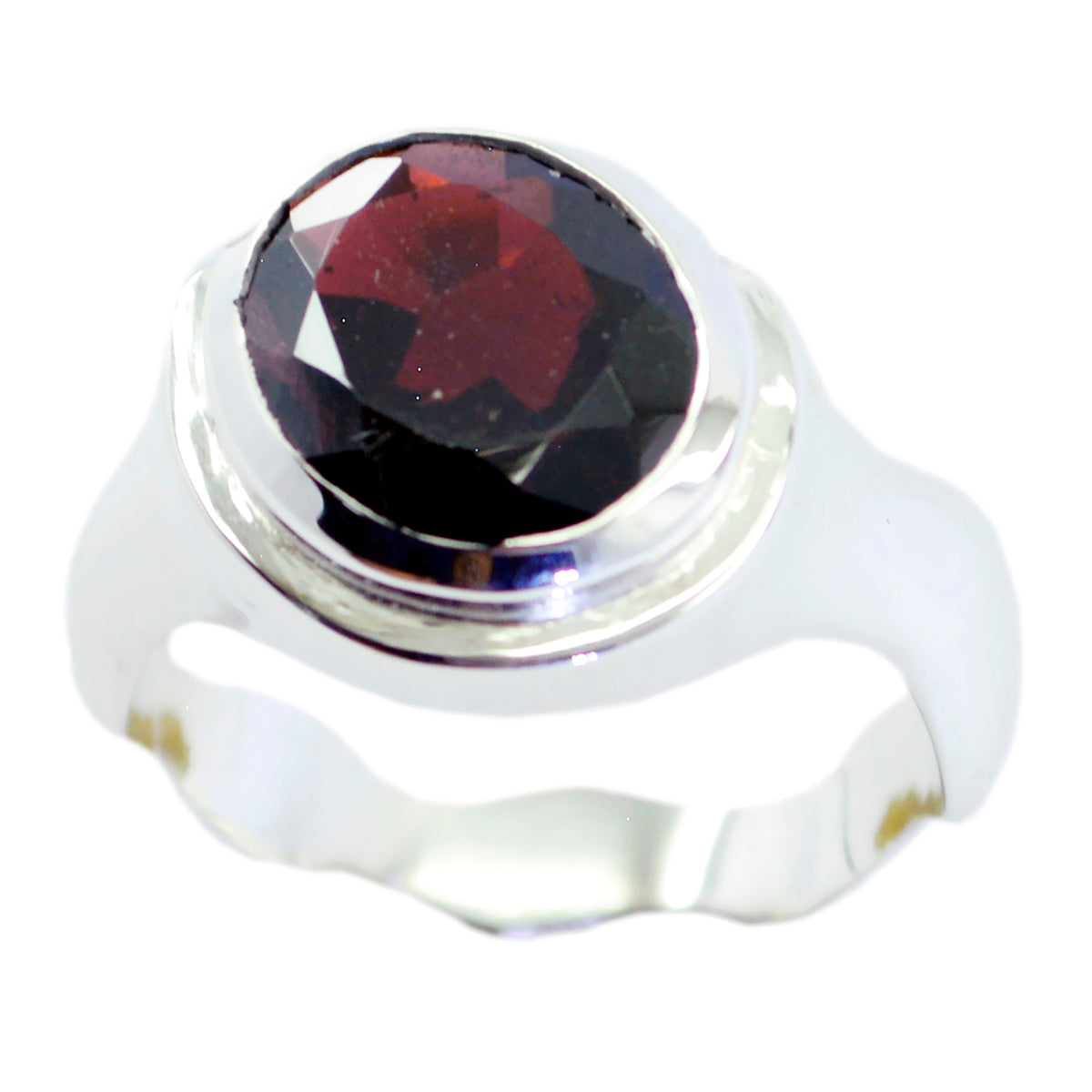 Garnet Solitaire French 925 Silver Red Gemstones Mid weight Glamorous Ring Jewellery