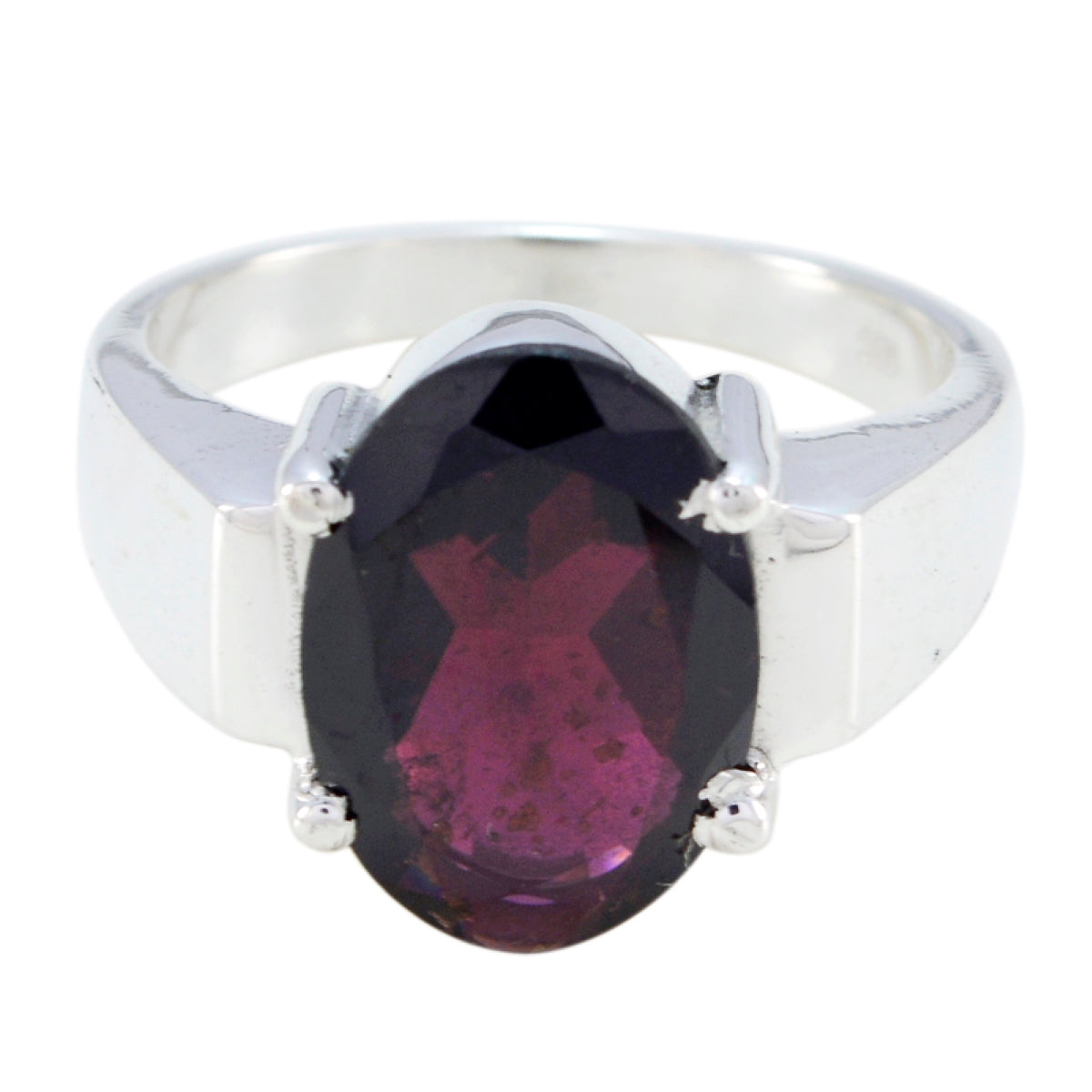 Garnet Solitaire Indian 925 Sterling Silver Red Gemstone Versatile Vintage Ring Jewellery