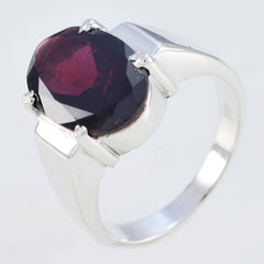 Garnet Solitaire Indian 925 Sterling Silver Red Gemstone Versatile Vintage Ring Jewellery
