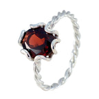 Garnet Solitaire Korean Sterling Silver Red Gemstone Elegant  Twist Ring Jewellery