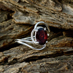 Garnet Solitaire American 92.5 Silver Red Gemstones Delicate Luxurious Ring Jewelry