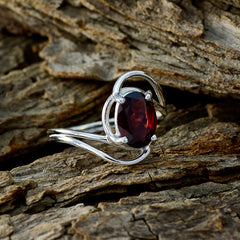 Garnet Solitaire American 92.5 Silver Red Gemstones Delicate Luxurious Ring Jewelry