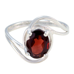 Garnet Solitaire American 92.5 Silver Red Gemstones Delicate Luxurious Ring Jewelry