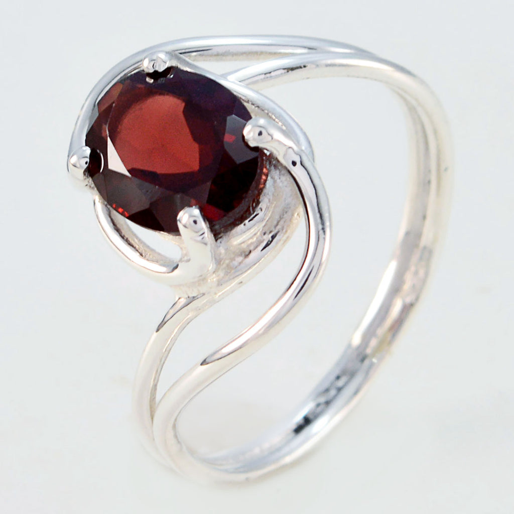 Garnet Solitaire American 92.5 Silver Red Gemstones Delicate Luxurious Ring Jewelry