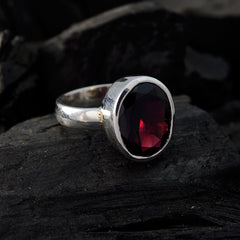 Garnet Solitaire Moroccan 92.5 Silver Red Gemstone Slim Boho Ring Jewellery