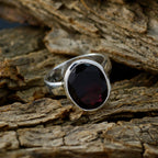 Garnet Solitaire Moroccan 92.5 Silver Red Gemstone Slim Boho Ring Jewellery