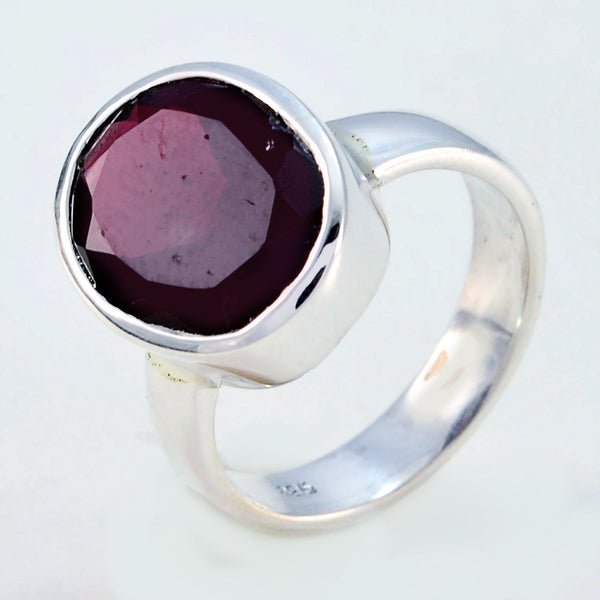 Garnet Solitaire Moroccan 92.5 Silver Red Gemstone Slim Boho Ring Jewellery