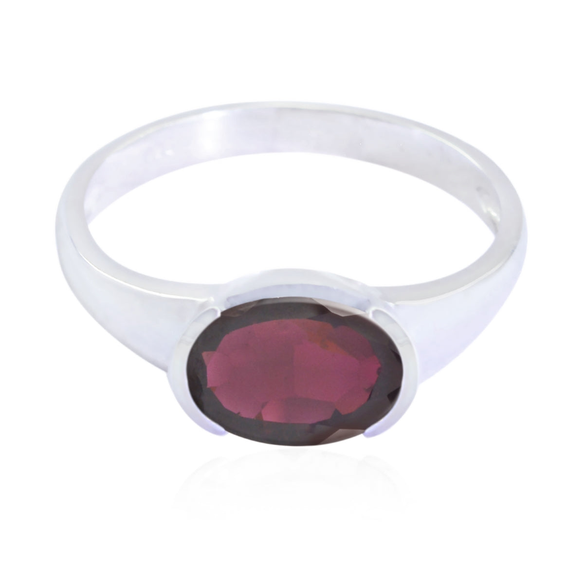 Garnet Solitaire American 925 Sterling Silver Red Gemstone Delicate Luxurious Ring Jewellery