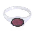 Garnet Solitaire American 925 Sterling Silver Red Gemstone Delicate Luxurious Ring Jewellery