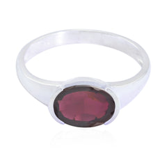 Garnet Solitaire American 925 Sterling Silver Red Gemstone Delicate Luxurious Ring Jewellery