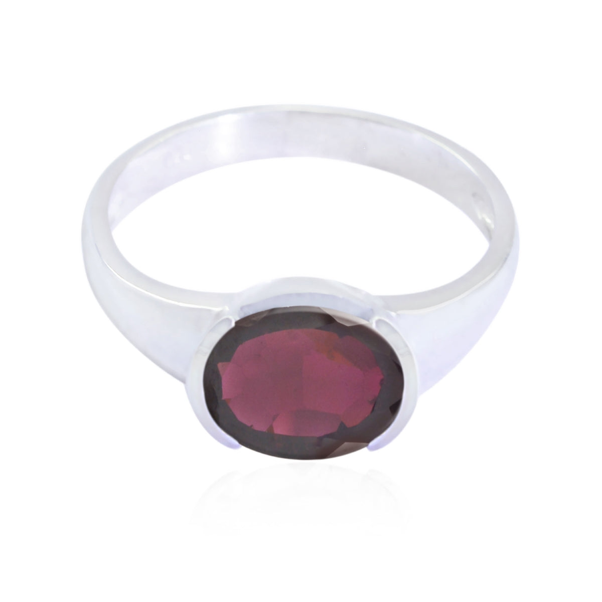 Garnet Solitaire Turkish 92.5 Silver Red Gemstones Delicate Feminine Ring Jewelry