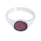 Garnet Solitaire Turkish 92.5 Silver Red Gemstones Delicate Feminine Ring Jewelry