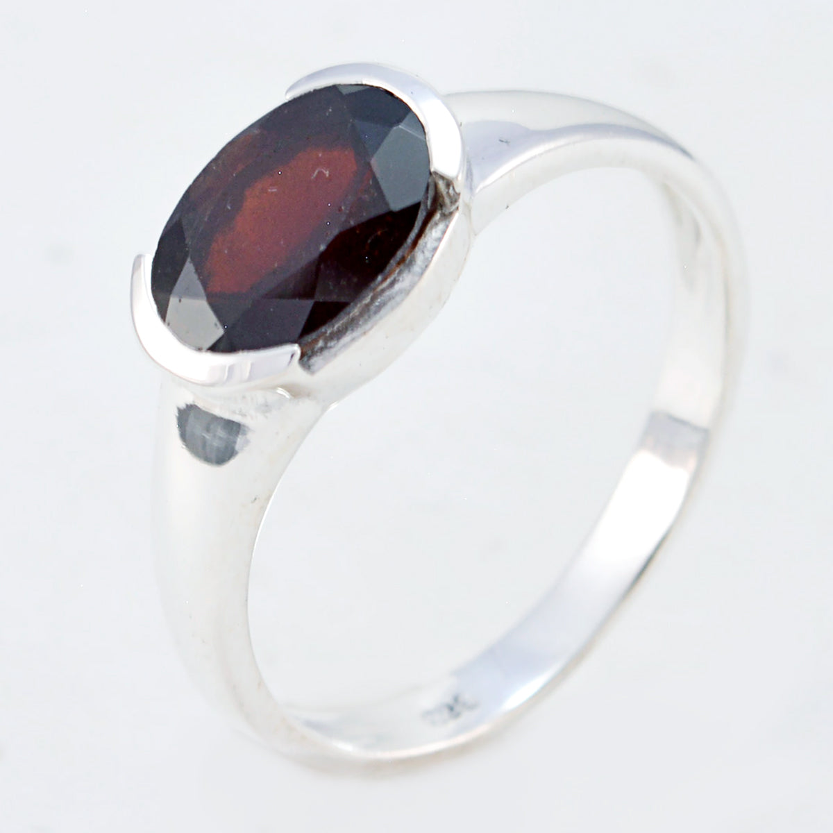 Garnet Solitaire Turkish 92.5 Silver Red Gemstones Delicate Feminine Ring Jewelry