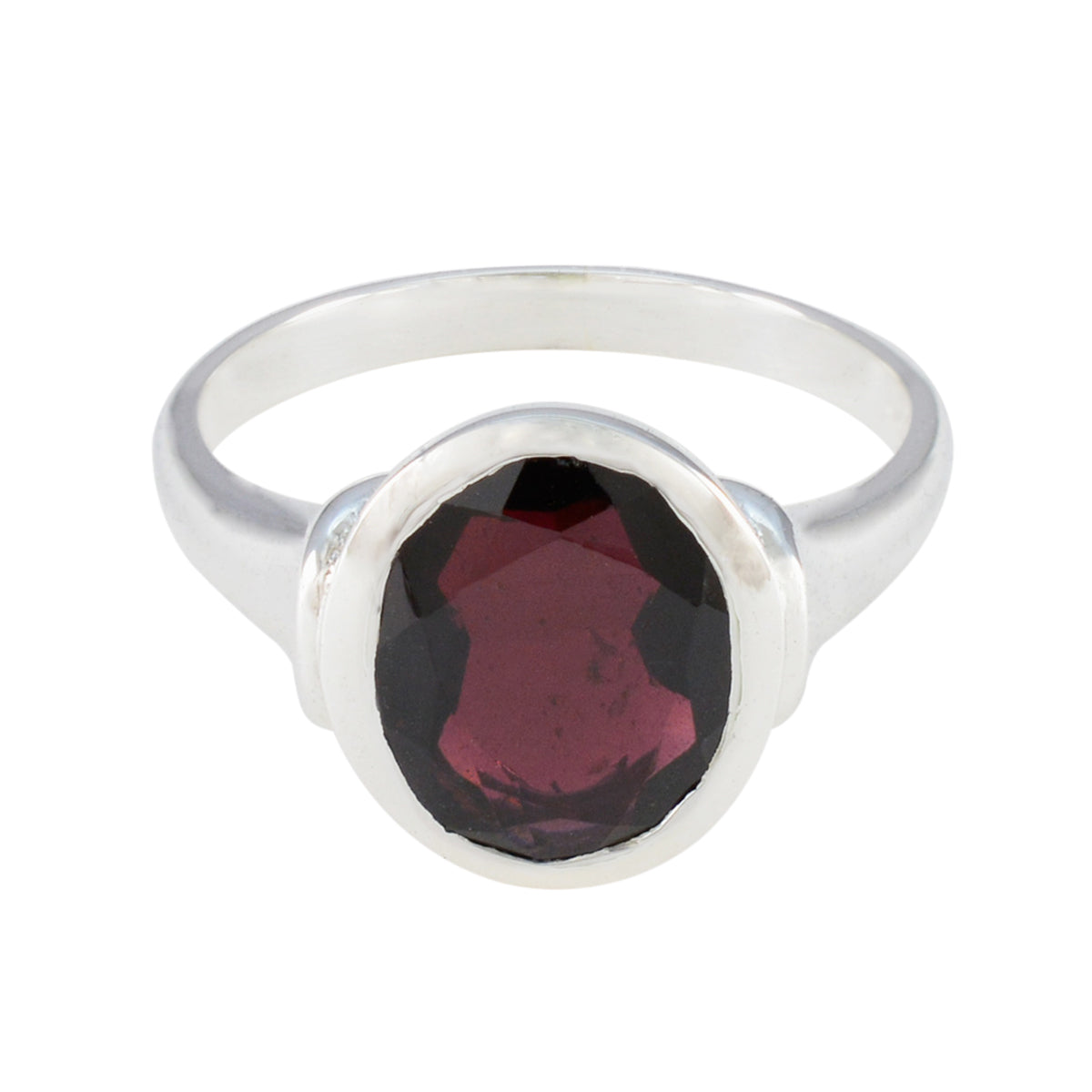 Granat Solitär Deutsch Sterling Silber Rote Edelsteine Minimal Ethno Ring Schmuck Hauptbild
