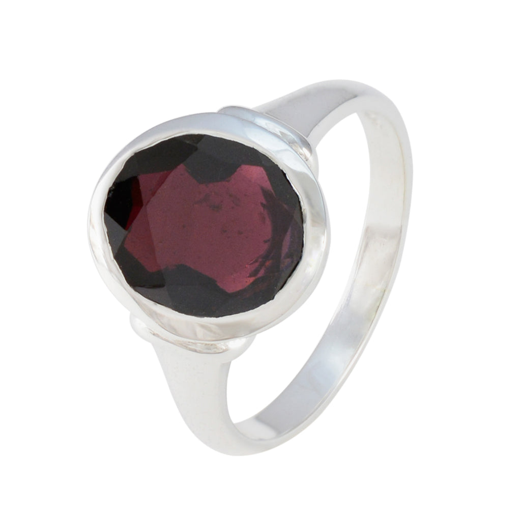 Garnet Solitaire German Sterling Silver Red Gems Minimal Ethnic Ring Jewelry