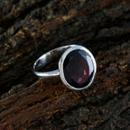 Garnet Solitaire Japanese 925 Silver Red Gemstone Whisper thin Modern Ring Jewellery