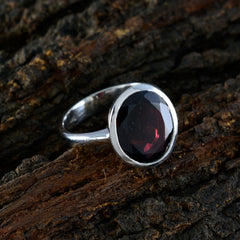 Garnet Solitaire Japanese 925 Silver Red Gemstone Whisper thin Modern Ring Jewellery
