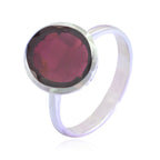 Garnet Solitaire Japanese 925 Silver Red Gemstone Whisper thin Modern Ring Jewellery