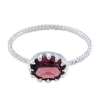Garnet Solitaire Korean 925 Silver Red Gemstone Elegant  Twist Ring Jewellery
