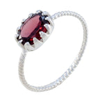 Garnet Solitaire Korean 925 Silver Red Gemstone Elegant  Twist Ring Jewellery