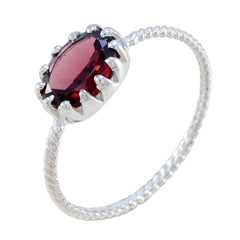 Garnet Solitaire Korean 925 Silver Red Gemstone Elegant  Twist Ring Jewellery