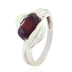 Garnet Solitaire Egyptian 925 Silver Red Gemstones Slim Boho Ring Jewelry