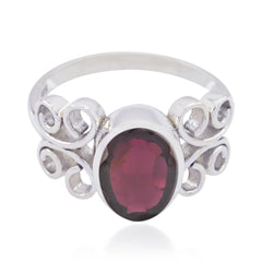 Garnet Solitaire Moroccan 925 Silver Red Gems Slim Boho Ring Jewellery