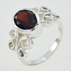 Garnet Solitaire Moroccan 925 Silver Red Gems Slim Boho Ring Jewellery