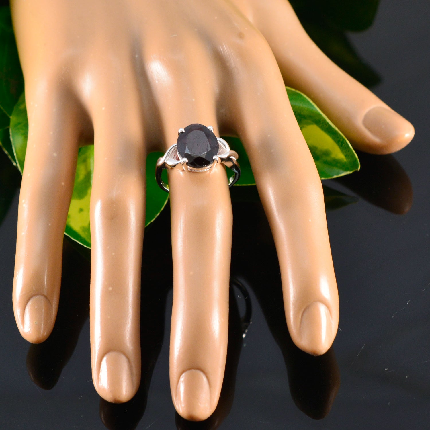 Granat Solitär Indischer 92,5 Silber Rote Edelsteine Federleichter Kunsthandwerker Ring Schmuck