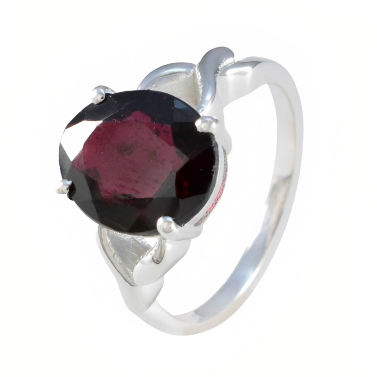 Granat Solitär Indischer 92,5 Silber Rote Edelsteine Federleichter Kunsthandwerker Ring Schmuck