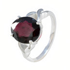Garnet Solitaire Indian 92.5 Silver Red Gems Featherlight Artisan Ring Jewellery
