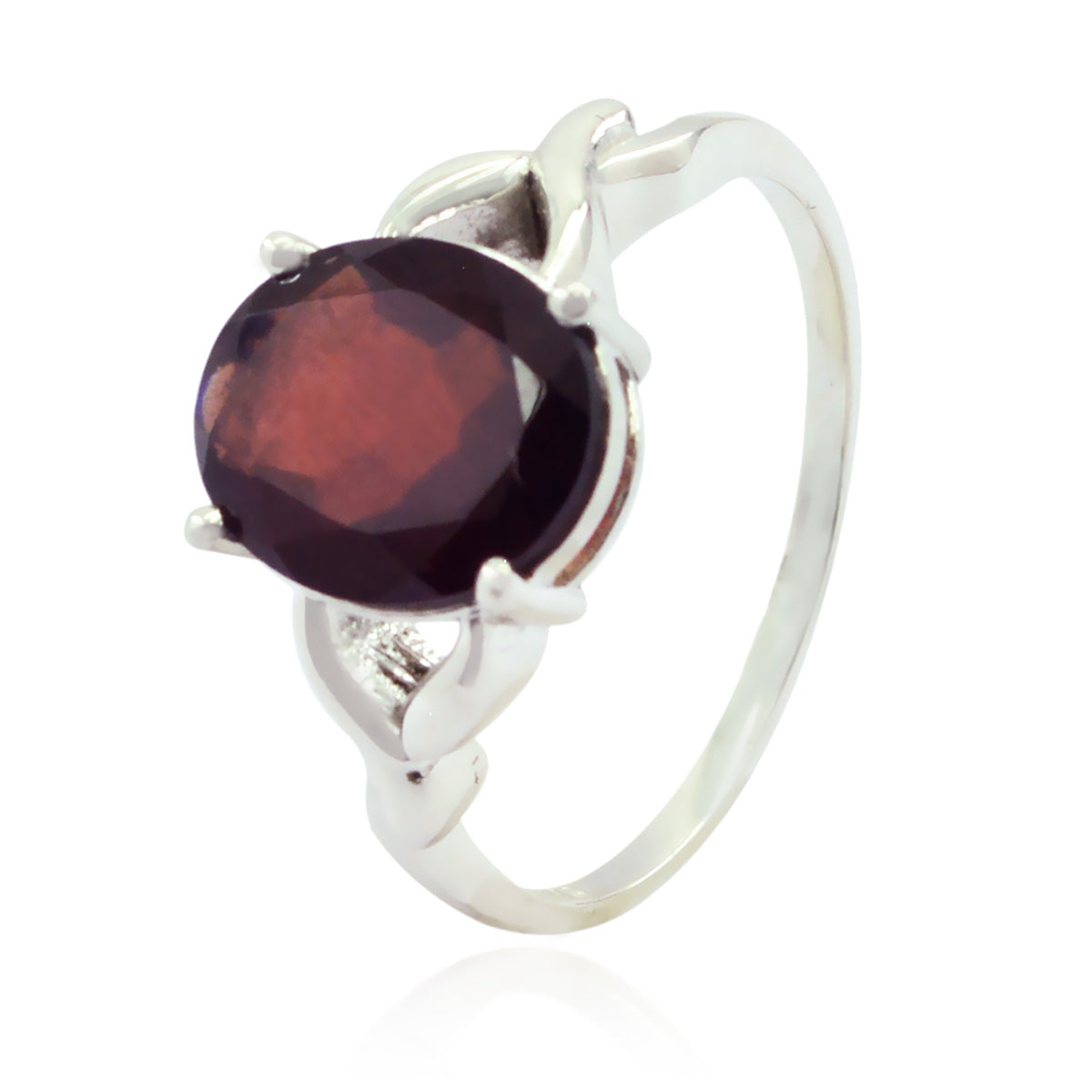 Garnet Solitaire Indian 92.5 Silver Red Gems Featherlight Artisan Ring Jewellery