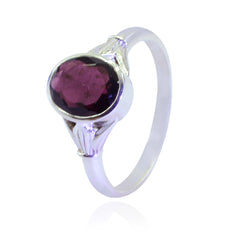 Garnet Solitaire German 925 Silver Red Gemstone Tiny Abstract Ring Jewelry