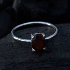 Garnet Solitaire Japanese 92.5 Silver Red Gemstone Elegant  Sophisticated Ring Jewellery
