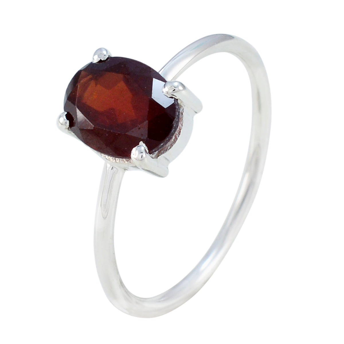 Garnet Solitaire Japanese 92.5 Silver Red Gemstone Elegant  Sophisticated Ring Jewellery