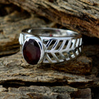 Garnet Solitaire Latin American 925 Sterling Silver Red Gemstones Slim Rope Wire Ring Jewellery