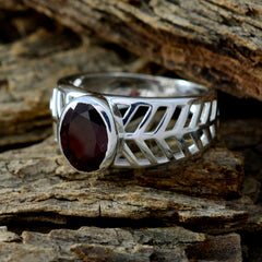 Garnet Solitaire Latin American 925 Sterling Silver Red Gemstones Slim Rope Wire Ring Jewellery