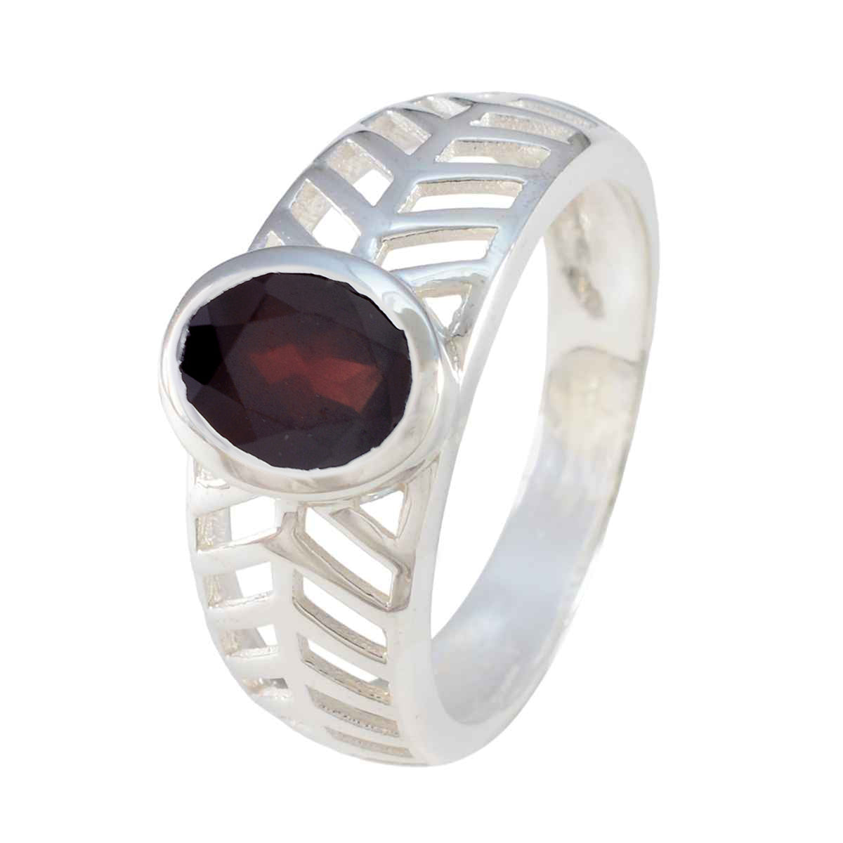 Garnet Solitaire Latin American 925 Sterling Silver Red Gemstones Slim Rope Wire Ring Jewellery